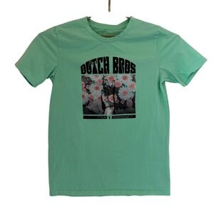 Dutch Bros Coffee Mint Green Floral Peace Sign Graphic T-Shirt Unisex Medium